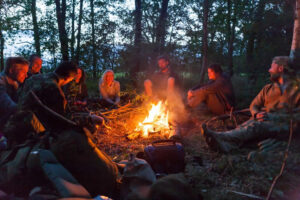 Kampvuur, bushcraft, bos
